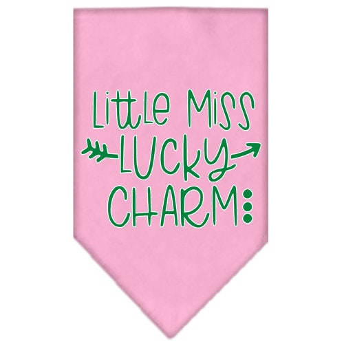 Bandana para mascotas y perros serigrafiada con la frase "Little Miss Lucky Charm"