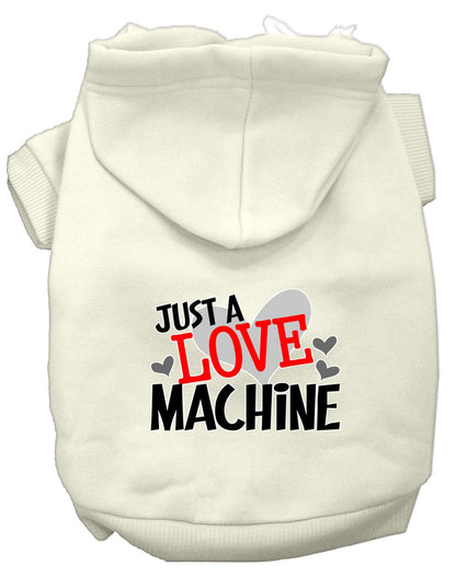 Sudadera con capucha para mascotas, perros y gatos serigrafiada con la frase "Just A Love Machine"