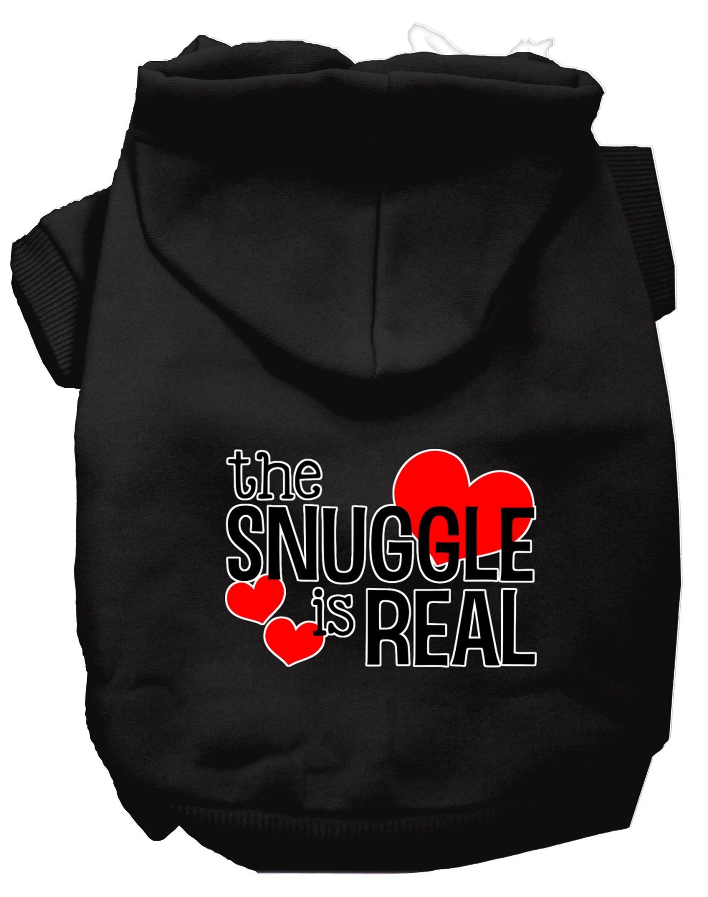 Sudadera con capucha para mascotas, perros y gatos serigrafiada con la frase "The Snuggle Is Real"