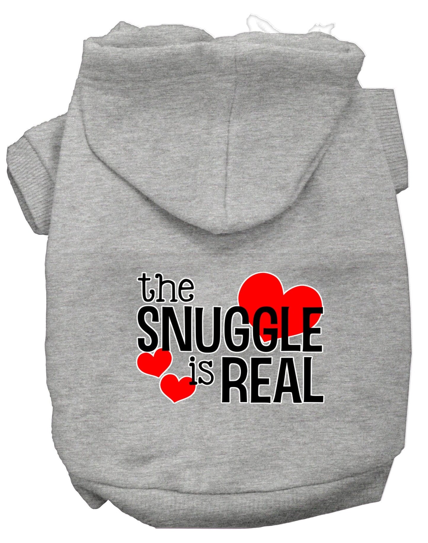 Sudadera con capucha para mascotas, perros y gatos serigrafiada con la frase "The Snuggle Is Real"