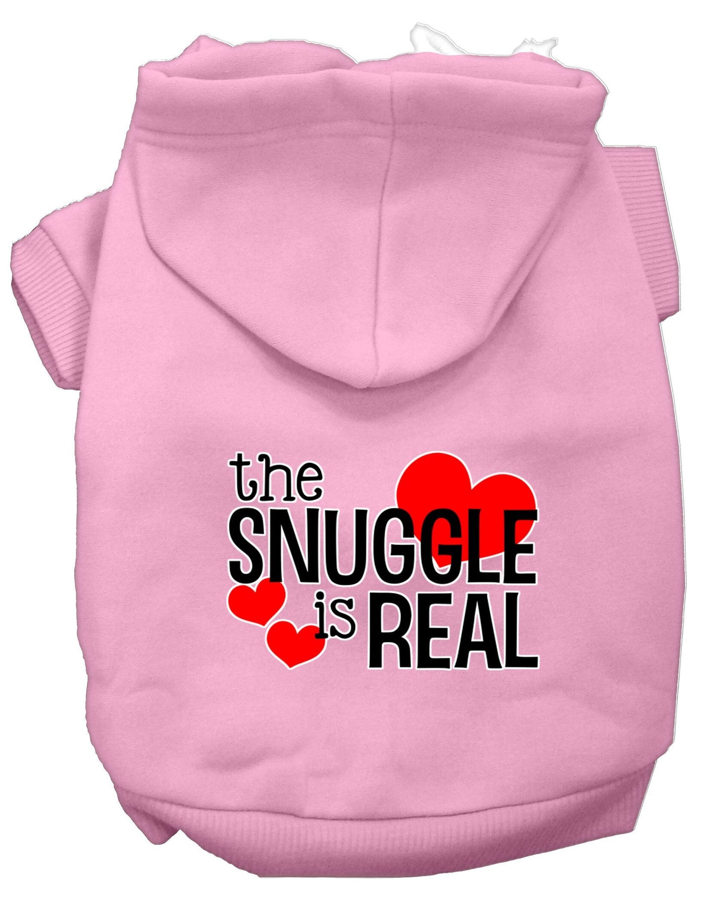 Sudadera con capucha para mascotas, perros y gatos serigrafiada con la frase "The Snuggle Is Real"