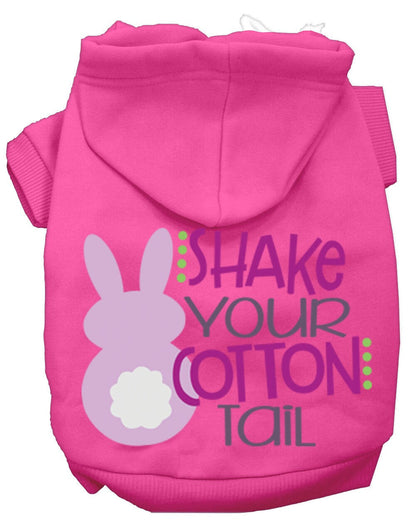 Sudadera con capucha para mascotas, perros y gatos serigrafiada con el mensaje "Shake Your Cotton Tail"