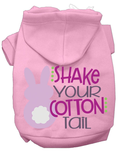 Sudadera con capucha para mascotas, perros y gatos serigrafiada con el mensaje "Shake Your Cotton Tail"