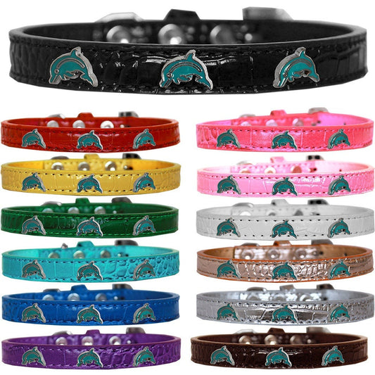 Collar con diseño de cocodrilo para perros, cachorros y mascotas, "Dolphins"