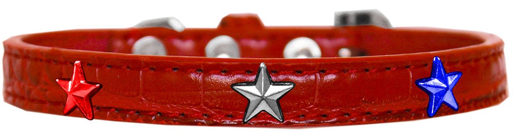 Collar de diseño Croc Widget para perros, cachorros y mascotas, "Estrellas rojas, blancas y azules"