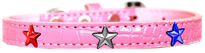 Collar de diseño Croc Widget para perros, cachorros y mascotas, "Estrellas rojas, blancas y azules"