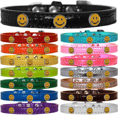 Collar con diseño de cocodrilo para perros, cachorros y mascotas, "Happy Face"