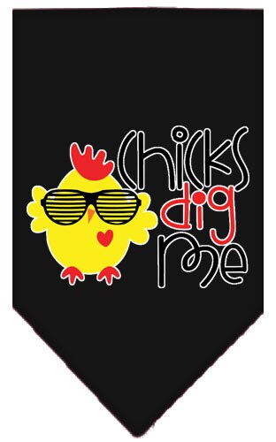 Bandana para mascotas y perros serigrafiada con la frase "Chicks Dig Me"