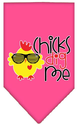 Bandana para mascotas y perros serigrafiada con la frase "Chicks Dig Me"