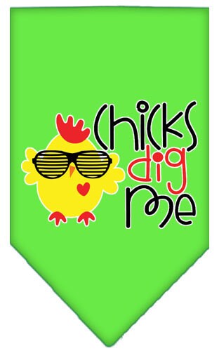 Bandana para mascotas y perros serigrafiada con la frase "Chicks Dig Me"