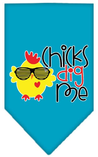 Bandana para mascotas y perros serigrafiada con la frase "Chicks Dig Me"