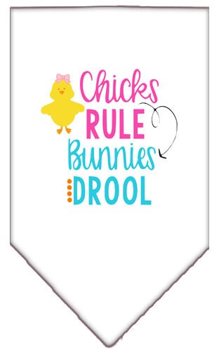 Pet and Dog Bandana Screen Printed, "Chicks Rule, Bunnies Drool"