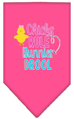 Pet and Dog Bandana Screen Printed, "Chicks Rule, Bunnies Drool"