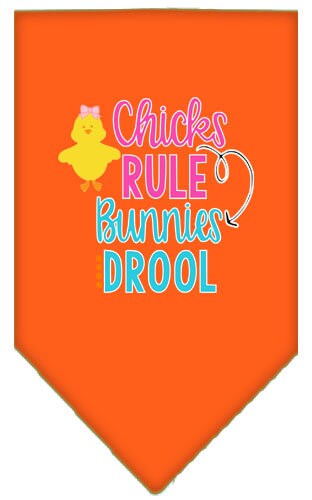 Pet and Dog Bandana Screen Printed, "Chicks Rule, Bunnies Drool"