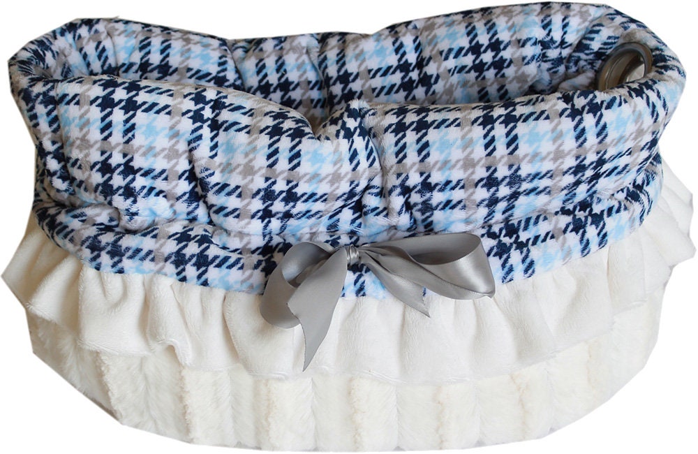 Cama, bolso y asiento de coche reversibles Snuggle Bugs para perros, cachorros y mascotas o gatos, todo en uno, "Plaids"