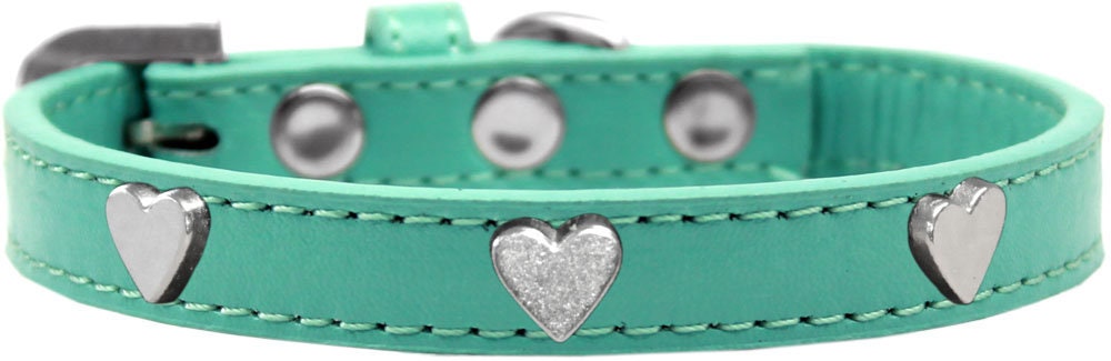 Collar de moda para perros, cachorros y mascotas, "Corazón plateado"