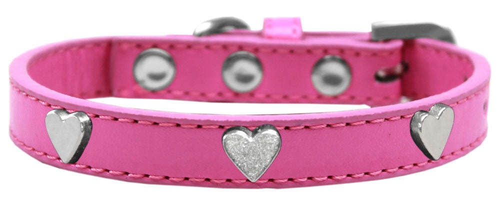 Collar de moda para perros, cachorros y mascotas, "Corazón plateado"