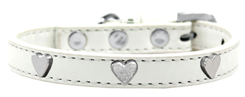 Collar de moda para perros, cachorros y mascotas, "Corazón plateado"