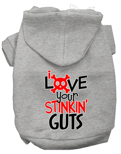 Sudadera con capucha para mascotas, perros y gatos con la frase "Love Your Stinkin Guts" (Ama tus apestosas tripas)