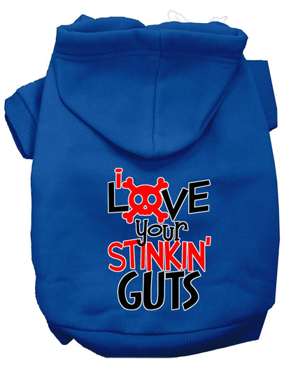 Sudadera con capucha para mascotas, perros y gatos con la frase "Love Your Stinkin Guts" (Ama tus apestosas tripas)