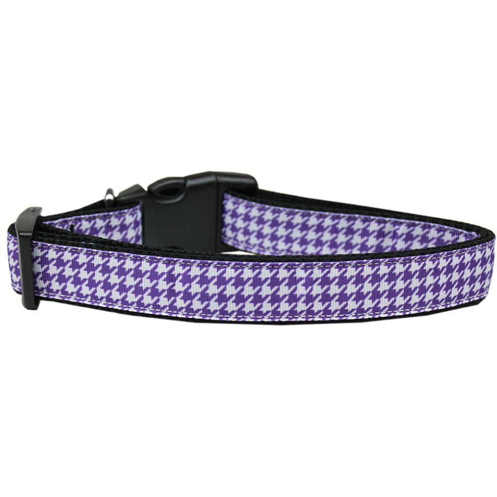 Collar o correa de nailon para perros y gatos, "Pata de gallo violeta"