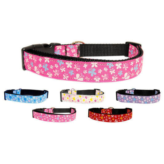 Collar o correa de nailon para perros y gatos, "mariposa"