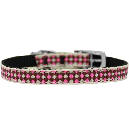 Collar o correa de nailon para perros y gatos, "cuadros rosados"