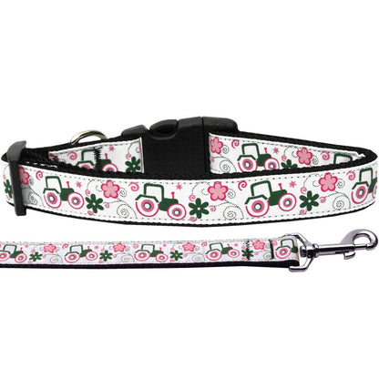 Collar o correa de nailon para perros y gatos, "Tractores rosados"