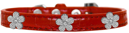 Dog, Puppy & Pet Designer Croc Widget Collar, "Silver Flowers"