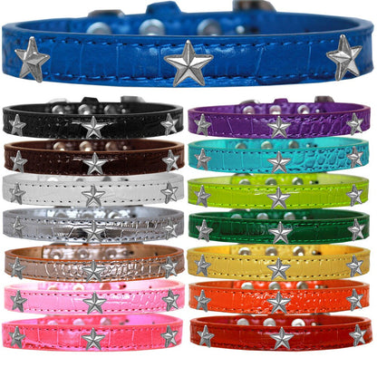 Collar de diseño con diseño de cocodrilo para perros, cachorros y mascotas, "Estrellas plateadas"