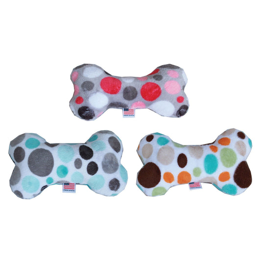 Pet and Dog Plush 6" Bone Toy, "Party Dots Group"