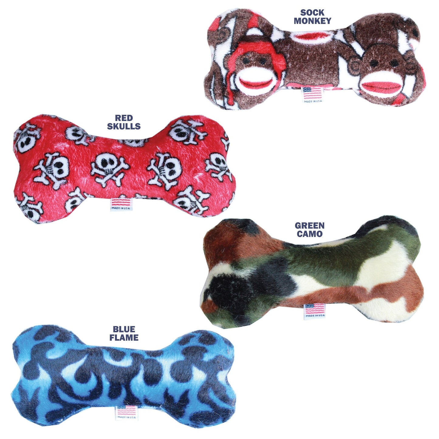 Pet and Dog Plush Bone Toy, "Good Boy Group" (Available in 4 different pattern options!)