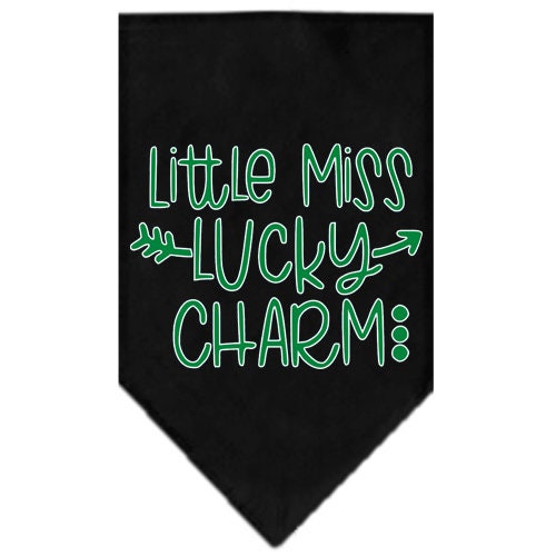 Bandana para mascotas y perros serigrafiada con la frase "Little Miss Lucky Charm"