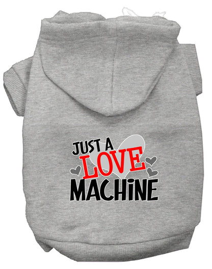 Sudadera con capucha para mascotas, perros y gatos serigrafiada con la frase "Just A Love Machine"