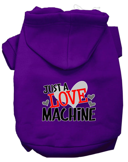 Sudadera con capucha para mascotas, perros y gatos serigrafiada con la frase "Just A Love Machine"