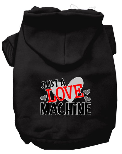 Sudadera con capucha para mascotas, perros y gatos serigrafiada con la frase "Just A Love Machine"