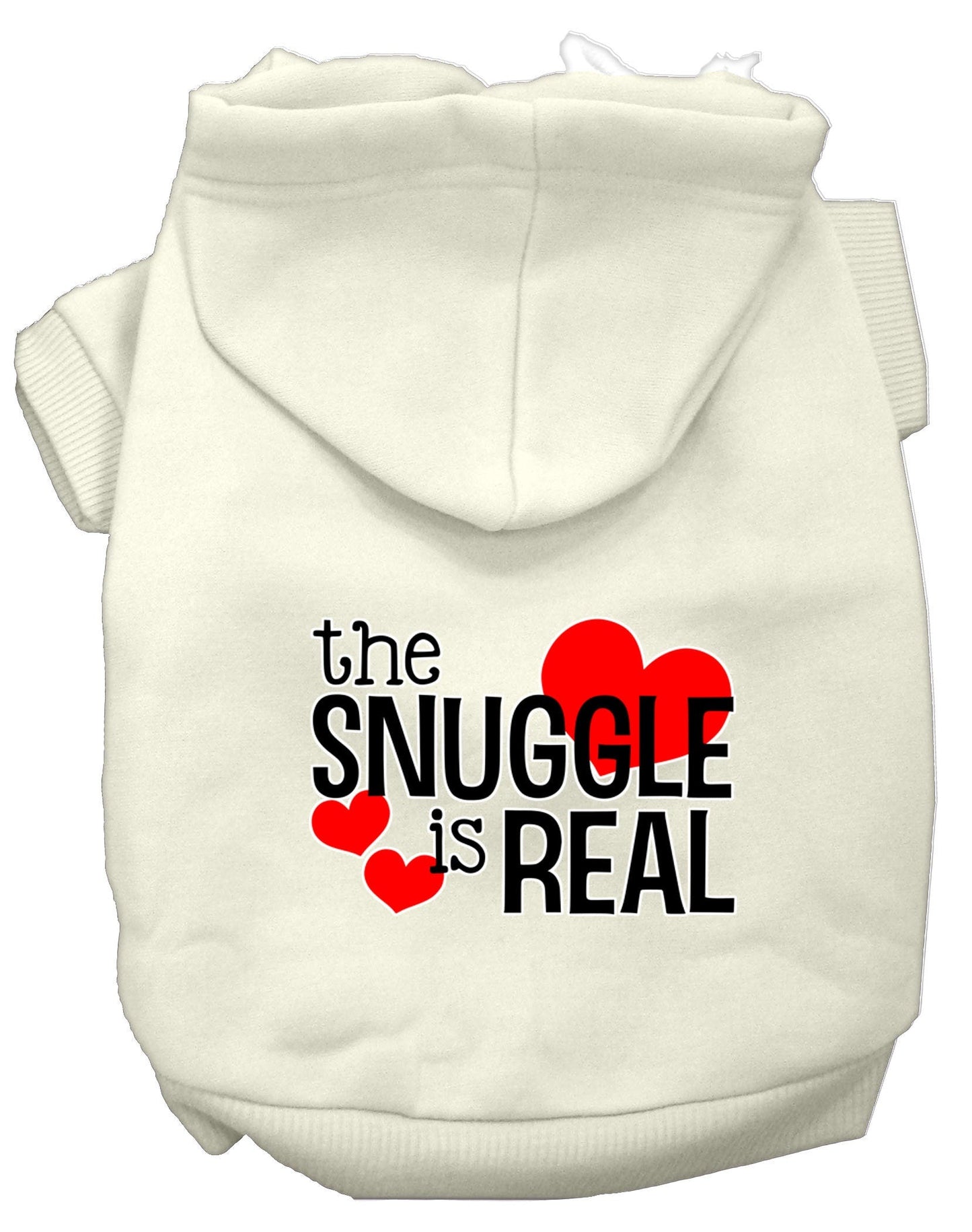 Sudadera con capucha para mascotas, perros y gatos serigrafiada con la frase "The Snuggle Is Real"