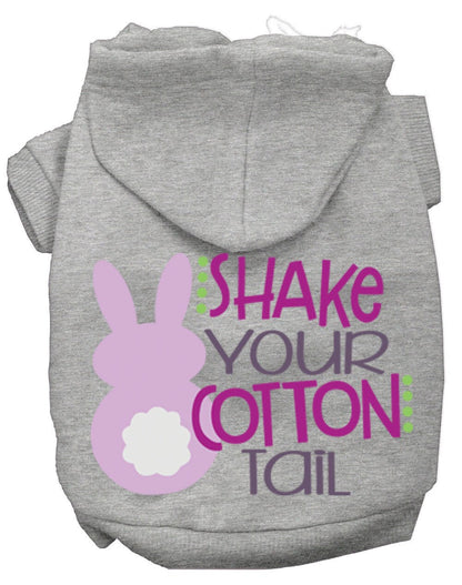 Sudadera con capucha para mascotas, perros y gatos serigrafiada con el mensaje "Shake Your Cotton Tail"