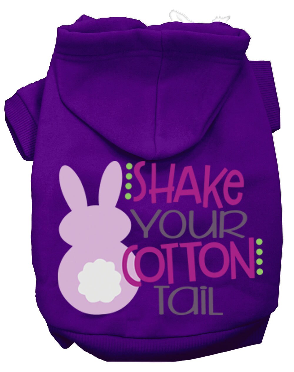 Sudadera con capucha para mascotas, perros y gatos serigrafiada con el mensaje "Shake Your Cotton Tail"