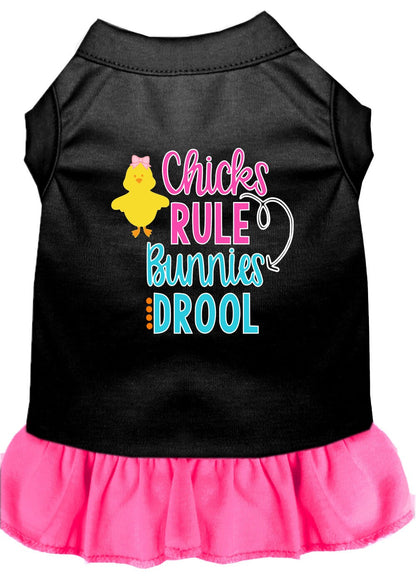 Pet Dog & Cat Dress Screen Printed, "Chicks Rule, Bunnies Drool"