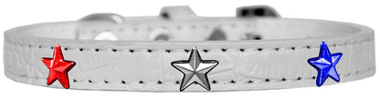 Collar de diseño Croc Widget para perros, cachorros y mascotas, "Estrellas rojas, blancas y azules"