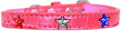 Collar de diseño Croc Widget para perros, cachorros y mascotas, "Estrellas rojas, blancas y azules"