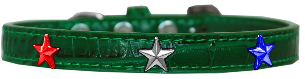 Collar de diseño Croc Widget para perros, cachorros y mascotas, "Estrellas rojas, blancas y azules"