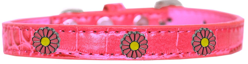 Collar con diseño de cocodrilo para perros, cachorros y mascotas, "Pink Daisies"