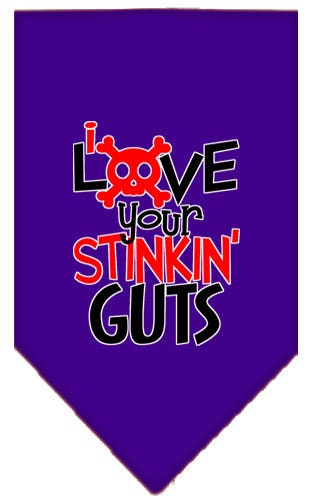 Bandana para mascotas y perros serigrafiada con la frase "Love Your Stinkin Guts"