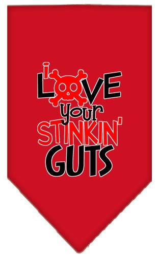 Bandana para mascotas y perros serigrafiada con la frase "Love Your Stinkin Guts"