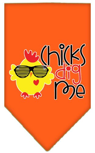 Bandana para mascotas y perros serigrafiada con la frase "Chicks Dig Me"