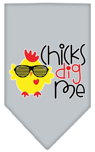 Bandana para mascotas y perros serigrafiada con la frase "Chicks Dig Me"