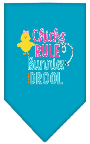 Pet and Dog Bandana Screen Printed, "Chicks Rule, Bunnies Drool"