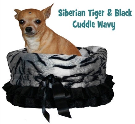 Cama, bolso y asiento de coche reversibles Snuggle Bugs para perros, cachorros y mascotas o gatos, todo en uno, "Tigre siberiano"